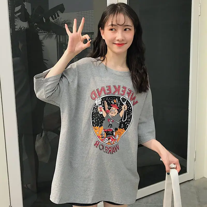 Женская футболка с коротким рукавом и круглым вырезом винтажная модная Ulzzang Harajuku