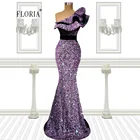 Женское вечернее платье с блестками Floria, фиолетовое блестящее платье на одно плечо с оборками, элегантное платье-Русалка для выпускного вечера, 2022