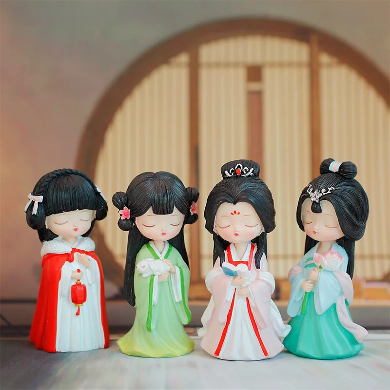 

Милая китайская придворная девочка, 1 шт., Hanfu, настольное украшение для девочек, маленькая принцесса, модель кукольного торта, декоративная ...