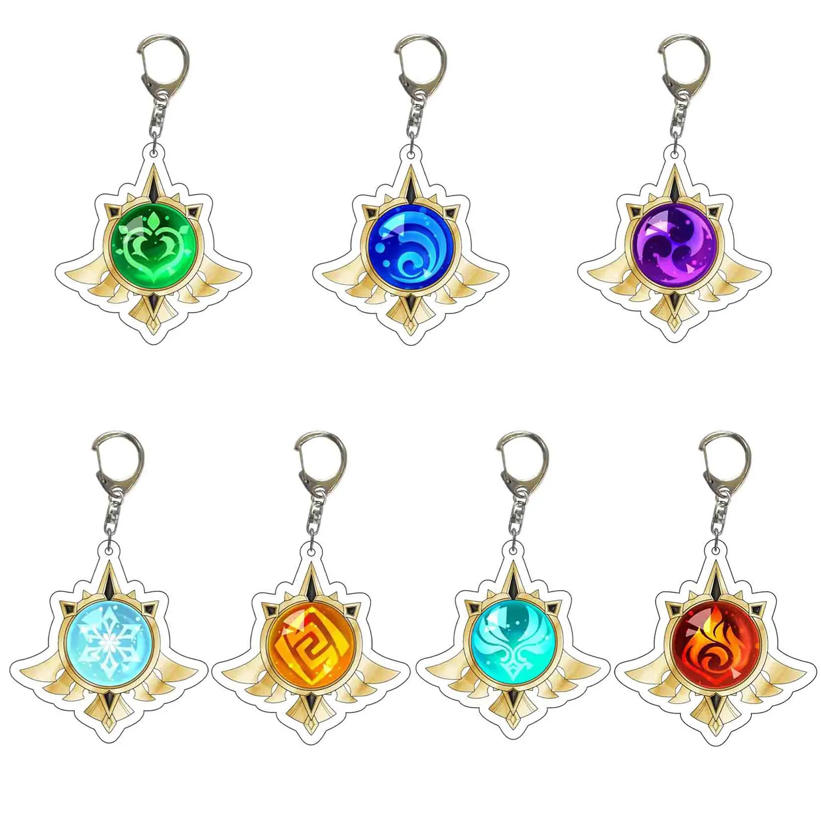 Genshin Impact Xiao Zhongli Tartaglia Diluc Kaeya Keychain Eye Of God Cosplay Cute Venti Acrylic Key Ring Pendant Trinket