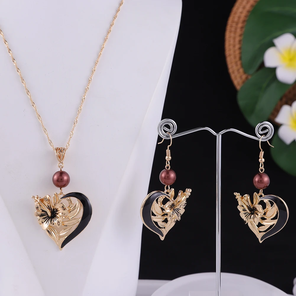 Ювелирные наборы Гавайские ювелирные изделия подвеска в форме сердца Золотая