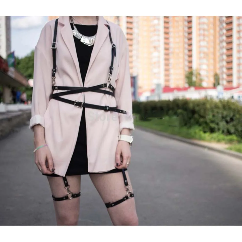 Мода панк харадзюку уплотнительное кольцо подвязки искусственная кожа тело