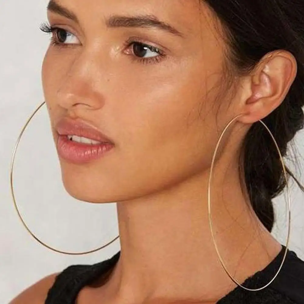 

Fashion Exaggerated 12cm Super Big Hoop Earrings Smooth Large Circle Earrings for Women Statement Jewelry Boucles d'oreilles