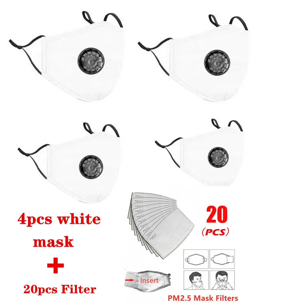 (Доставка в течение 12 часов) 4 шт. маска + 20 для фильтра респиратор рта моющиеся