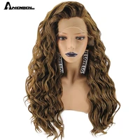 anogol free part dark blonde synthetic lace front wig long loose deep wave wig heat resistant fiber wig for women daily wear