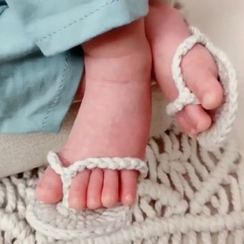 

Toddler Baby Girls Sandals Handmade Crochet Soft Sole Flats Baby Shoes Newborn Photography Props Baby Slippers 0-6 Months