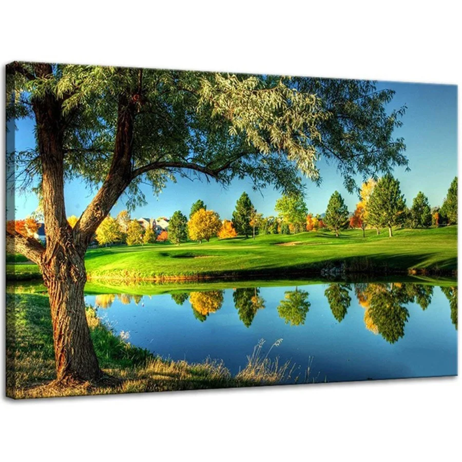 

Beautiful Golf Course Landscape Diy square Round full Diamond Painting cross stitch diamond mosaic embroidery home decor AA1896