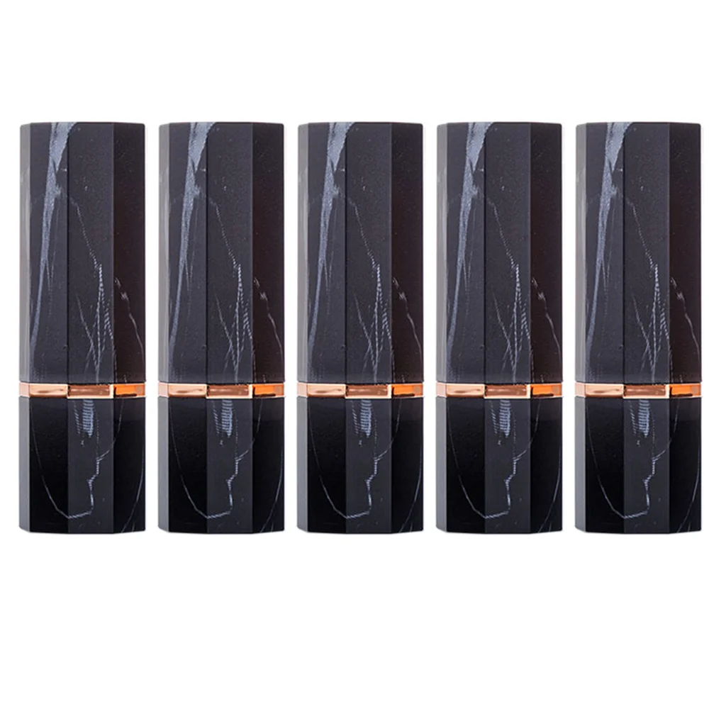 

5 Pcs/Set Marble Pattern White Black Rim Nine Sides Empty Lipstick Tube Lip Balm Container Cosmetics Refillable Shells
