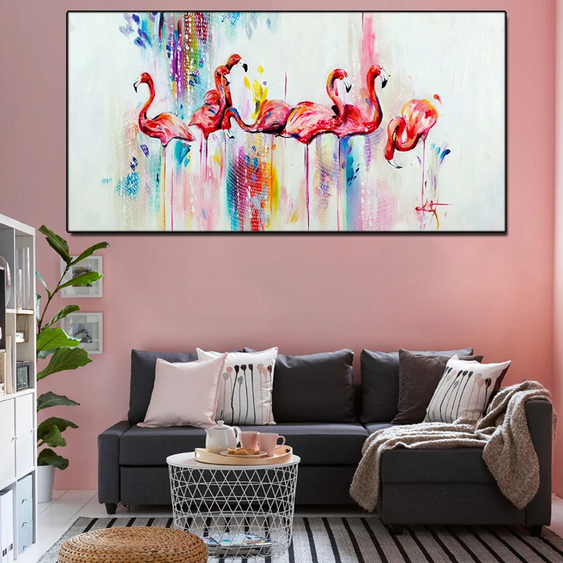 

Nordic Modern Art Color Graffiti Flamingo Canvas Painting Poster and Prints Wall Pictures for Children's Room Decoration