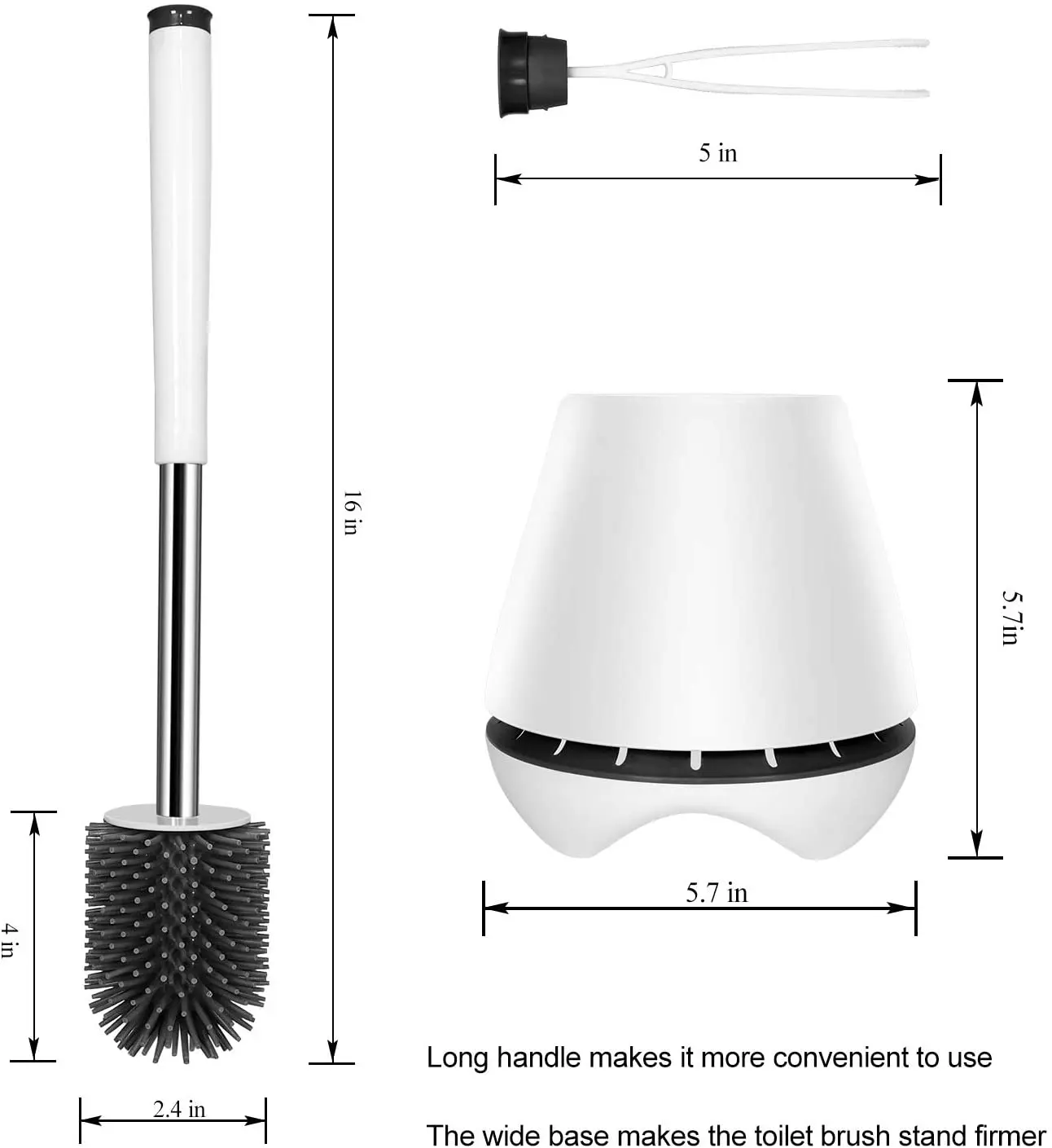 

Silicone Toilet Brush Soft Bristle Wall-mounted Bathroom Toilet Brush Holder Set Clean Tool Durable ThermoPlastic Rubber