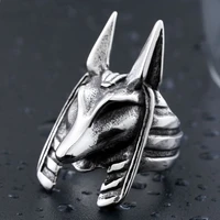 new retro animal fox head ring mens ring vintage metal silver plated egyptian guardian anubis ring accessories party jewelry
