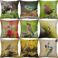 cute animal birds pillow case sofa lumbar cushion cover printing cotton linen home chair car decoration 45cm x 45cm pillow case