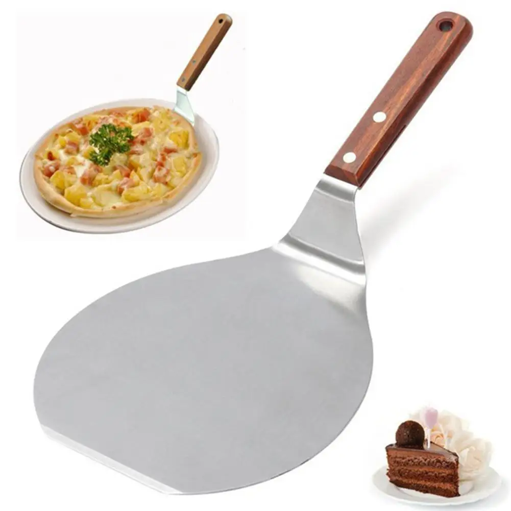 

Pizza Stone Baking Pastry Tools 1 Piece Stainless Steel Anti-scalding Pizzas Spatula Oak Handle Cake Shovel Kitchen Accessories