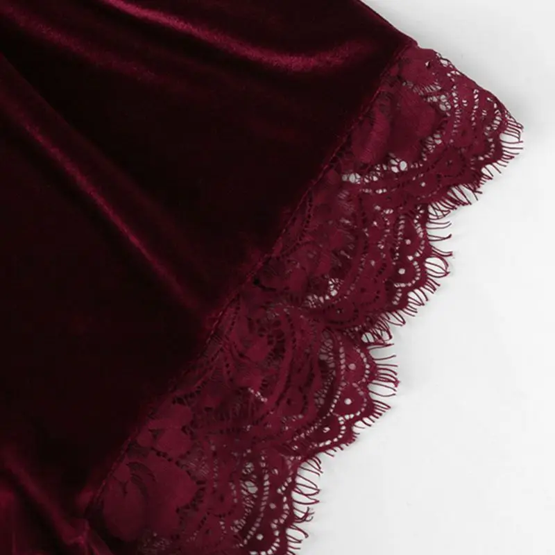 Женское сексуальное бархатное нижнее белье пижама на тонких бретельках топ с