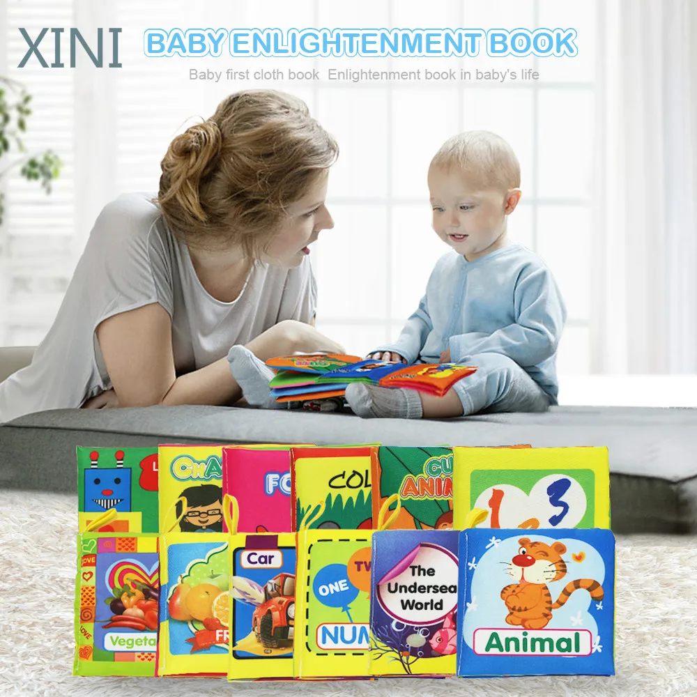 

Soft Cloth Books Rustle Sound Infant Books Baby Books Quiet Books Educational Stroller Rattle Toys for Newborn Baby 0-12 month