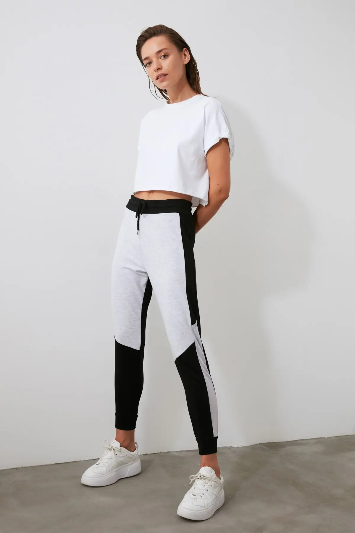 Трендовые черные трикотажные спортивные штаны TWOSS19GS0112|Беговые штаны| |