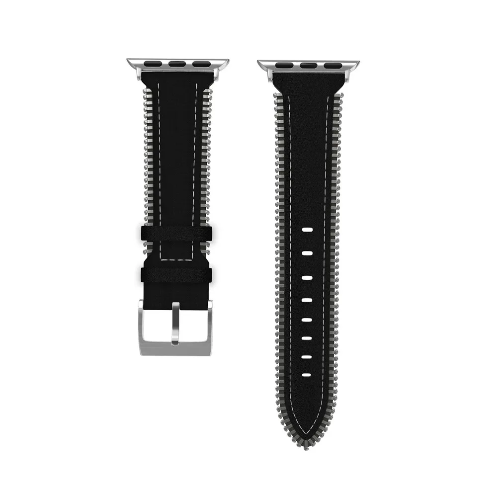black 40 мм 44 мм кожаный ремешок для Apple Watch Band 4 38 мм 42 мм браслет ремень для iWatch 3 2 1 Боковая цепь дизайн - Цвет ремешка: black