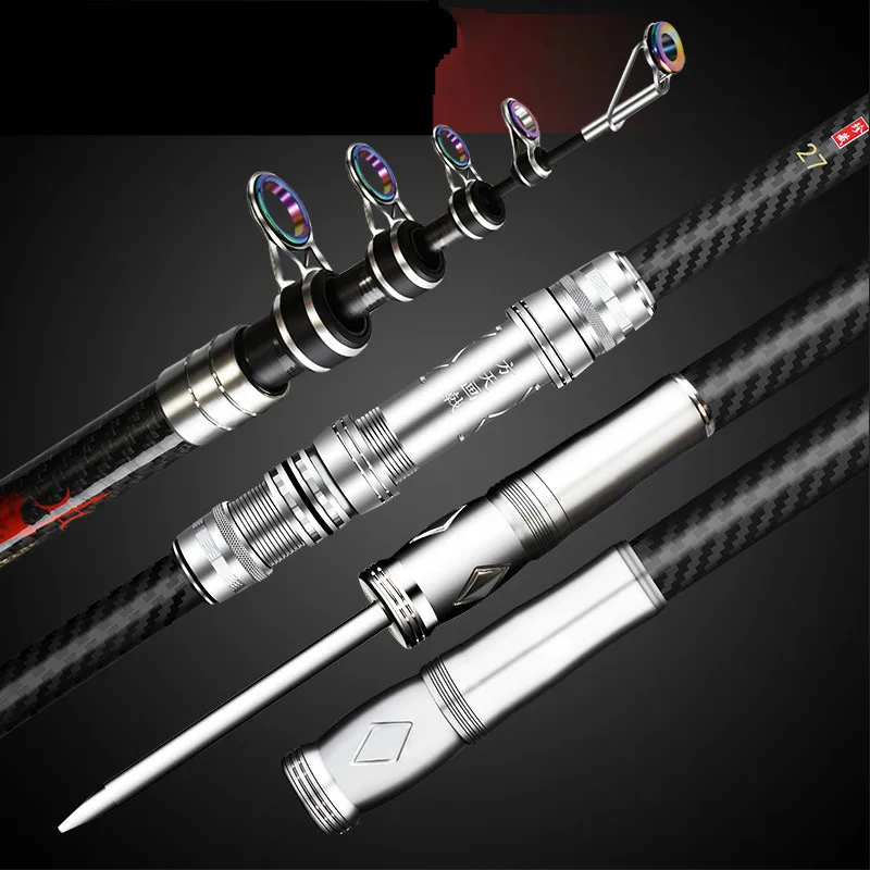 2.1M 2.4M 2.7M 3.0M 3.6M Distance Throwing Pole Carbon Fiber Super Hard Telescopic Fishing Canne with Plug Fishing Tackle Pesca enlarge