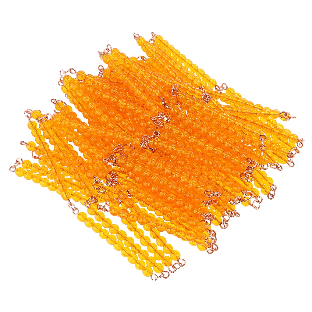 Montessori-Cadena de barra de 10 cuentas, 1000 unidades, naranja, para 100-1