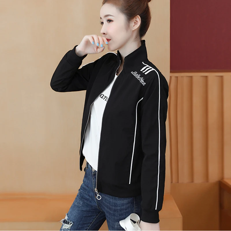 Куртка-бомбер женская с принтом на молнии длинным рукавом осень 2021 | Женская