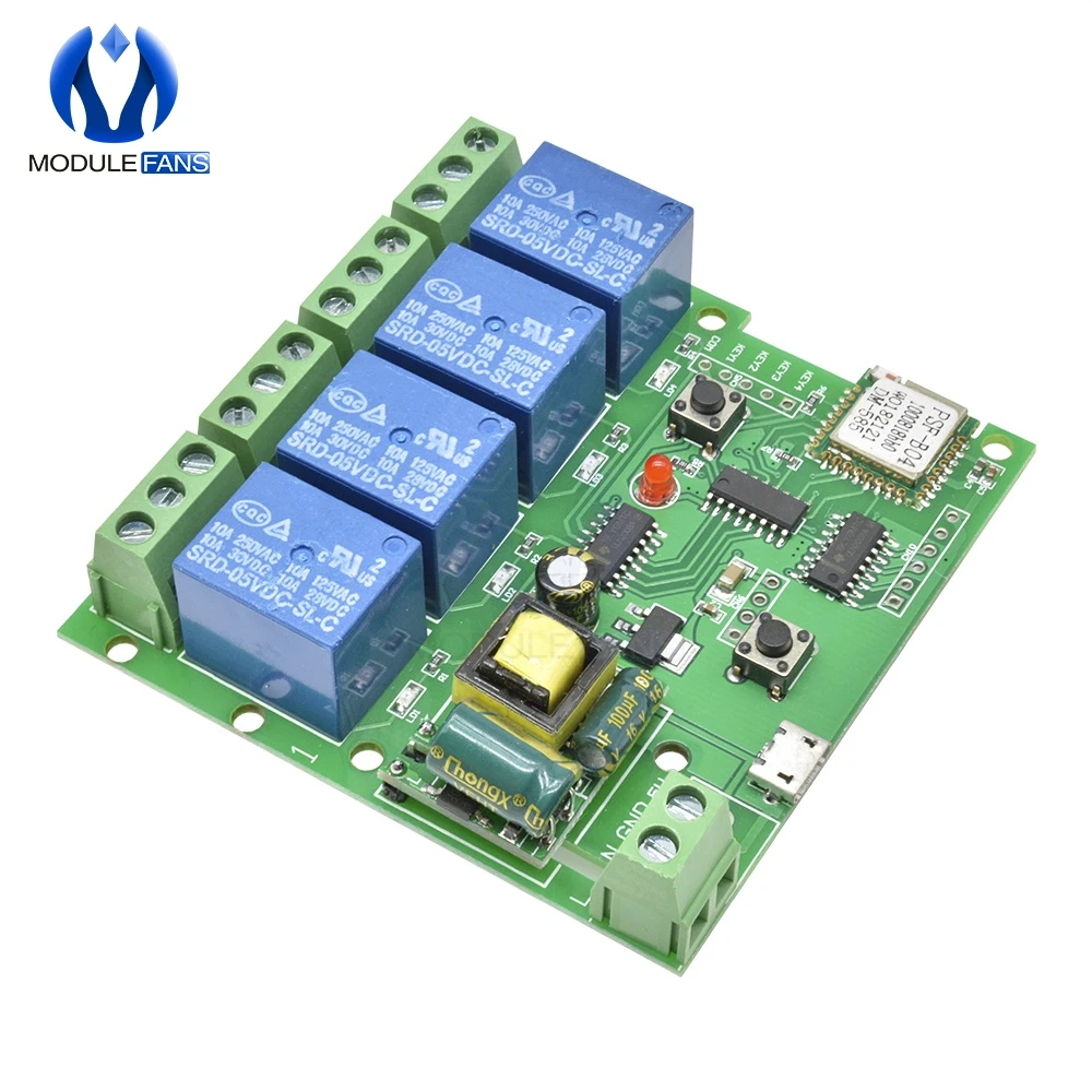 220V 4 Channel 433M wireless Wifi Relay Module Phone APP Remote Control WIFI Switch Jog SelfLock Interlock For Android for IOS |