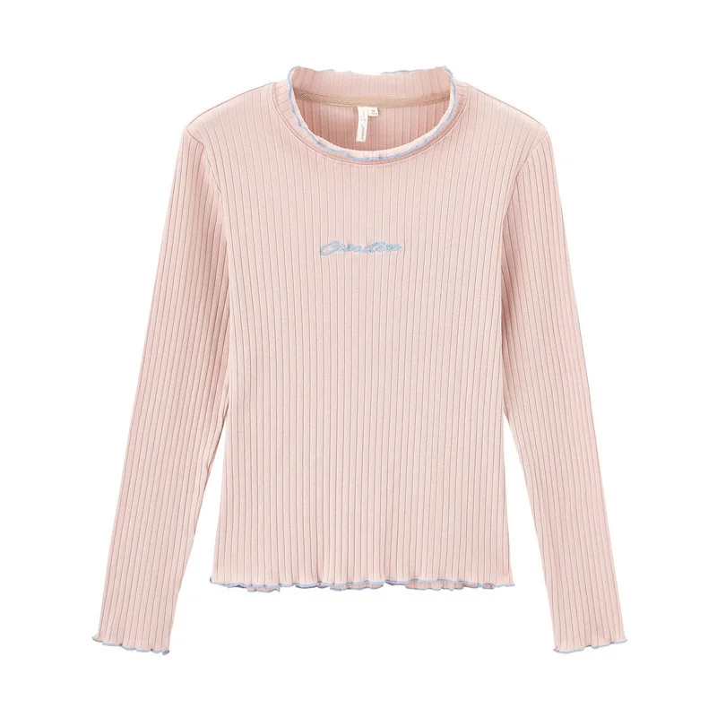 Женская футболка с буквенным принтом комфортная для фитнеса круглым вырезом и