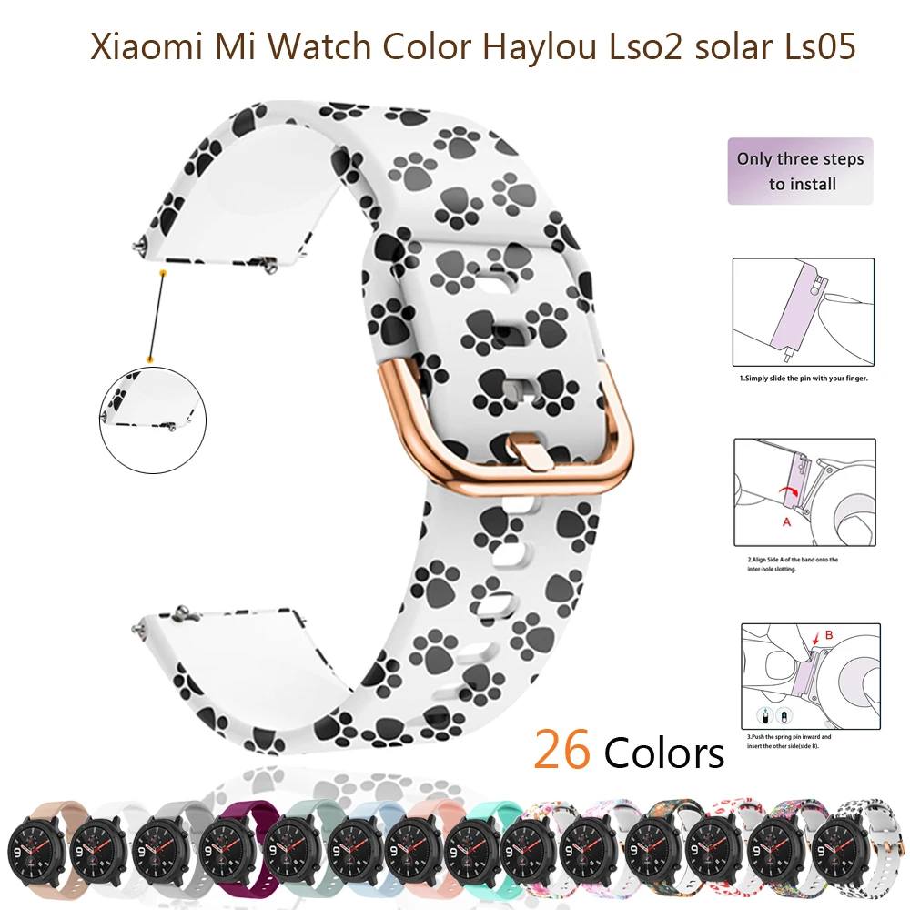 

Силиконовый ремешок для цветных наручных часов Xiaomi mi, сменные браслеты для xiaomi haylou solar Ls05/Ls02 20/22 мм, ремешки для часов