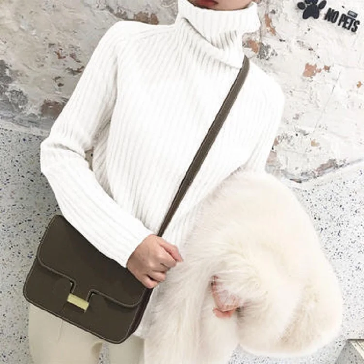 Autumn winter Knitted Sweater Women Fashion jumper 2019 Thick oversized loose knitted sweater female turtleneck pullover | Женская