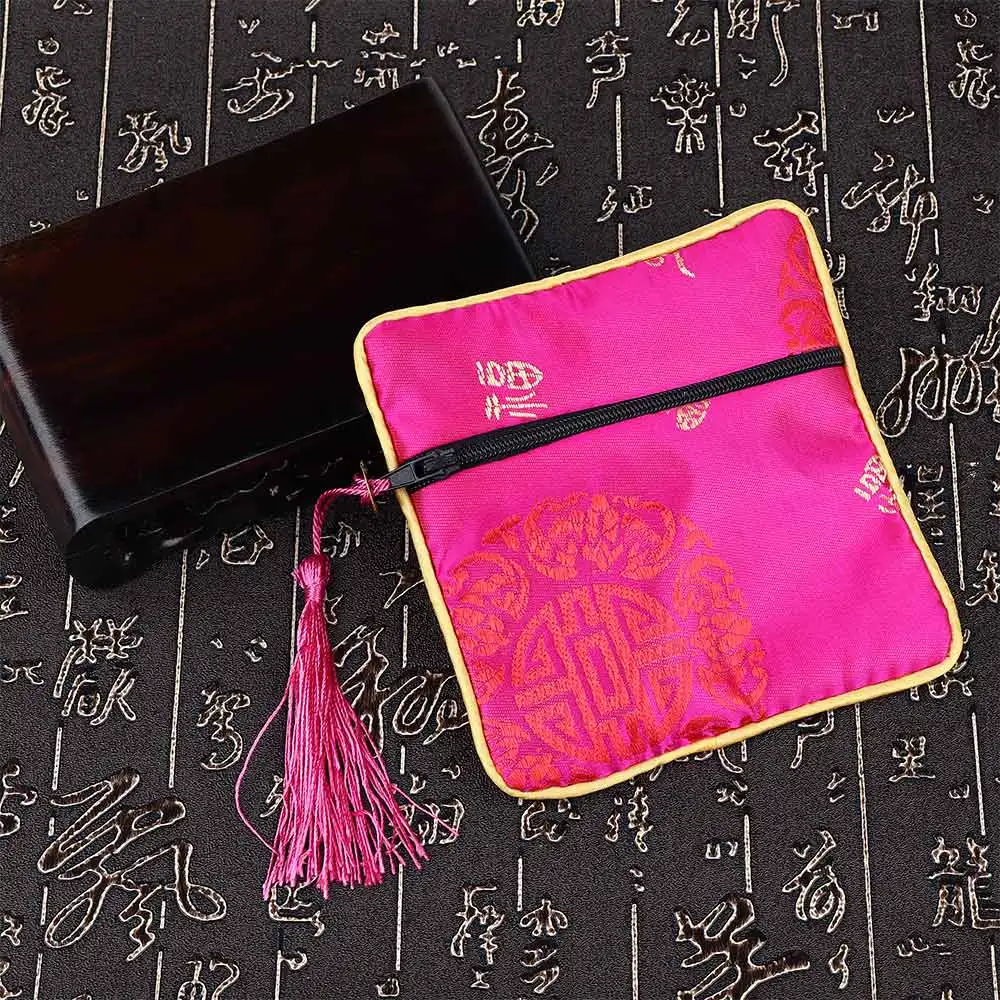 1 шт. Высококачественная шелковая парчовая ткань с кисточками и цветами сумка для