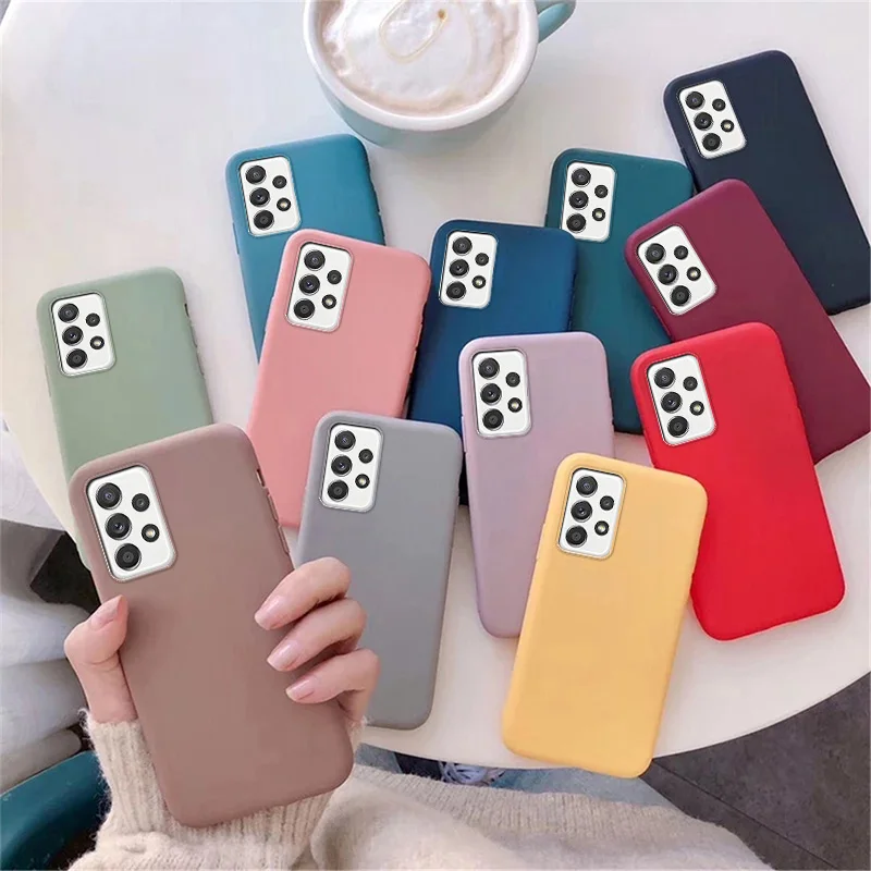 Candy Silicone Phone Case for Samsung Galaxy A02 A02S A12 A32 A52 A72 A11 A21S A31 A51 A71 A20 A30 A50 A70 Matte Soft Tpu Cover