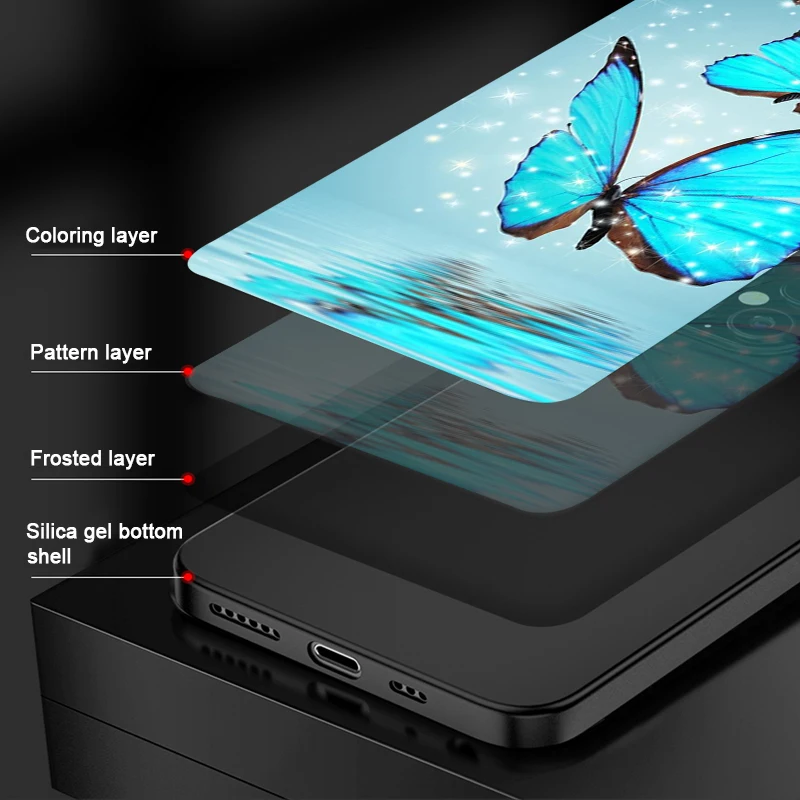 

Cute Butterfly Case for iPhone 12 Pro Max Case for iPhone 11 12 Pro XR XS Max mini 7 X 8 6 6S Plus 5 5S SE 2020 Black Silicone