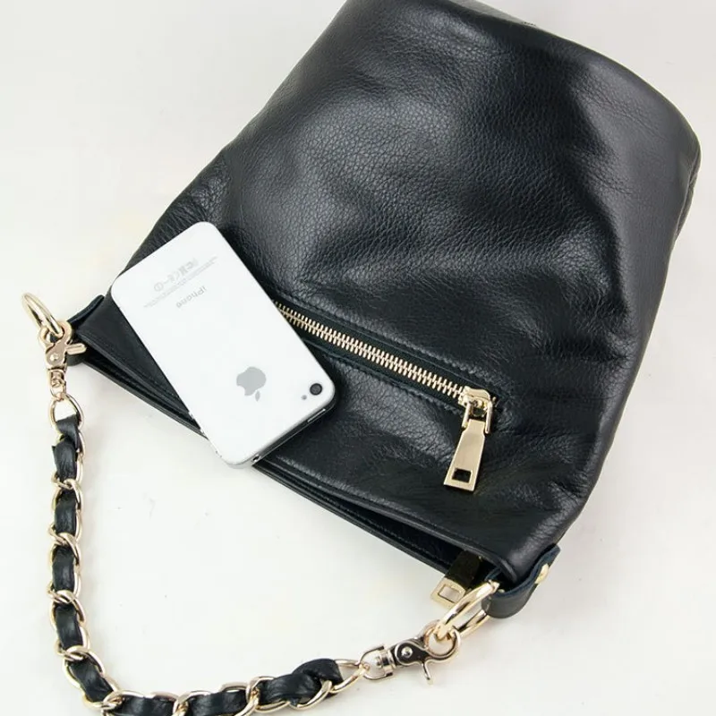 

Fashion Women Genuine Leather Shoulder Bag Brand Designer Rhombus Bucket Bag Office Ladies Cowhide Sling Chain Crossbody Bags