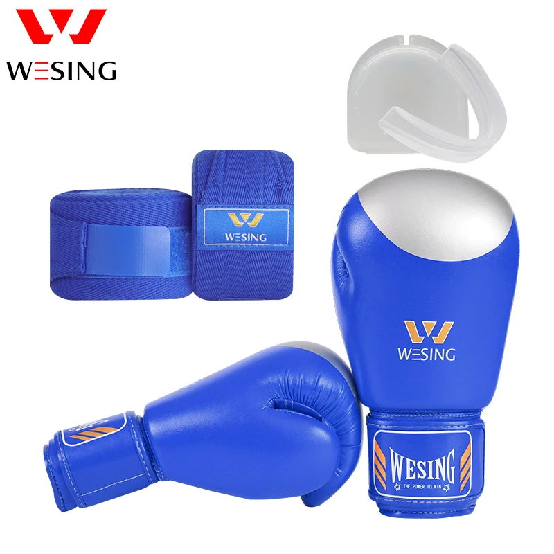 Комплект защитного снаряжения для тренировок и спарринга Wesing guantes de boxeo с повязками на руку для защиты рта и Муай Тай, боксерские перчатки