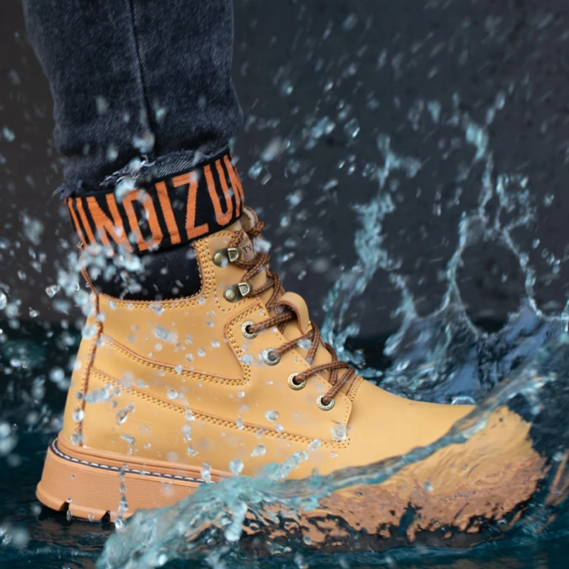 

Leather Boots Safety Shoes Men For Martin Boots Work Shoes Outdoor Indestructible Shoes Ankle Boots Safety Industrial Shoes Male