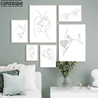 Абстрактная пара Поцелуй искусство Принт женщина линия лица холст картина минималистский настенный художественный плакат романтические настенные картины декор для спальни