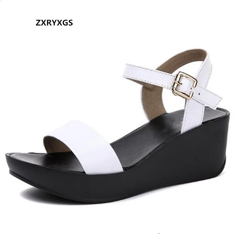

ZXRYXGS 2023 новые знаменитые летние сандалии из натуральной кожи на платформе на высоком каблуке сандалии на танкетке женские сандалии с открытым носком туфли размеры 34-43