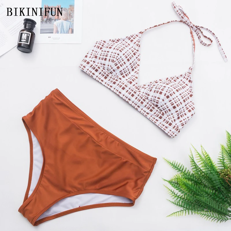 Новинка 2020 сексуальный женский купальный костюм в клетку с принтом крест-накрест