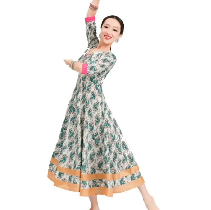 2 Colors India Sarees Woman Beautiful Printing Dance Costume Style Performance Katak Ethnic Dress | Тематическая одежда и