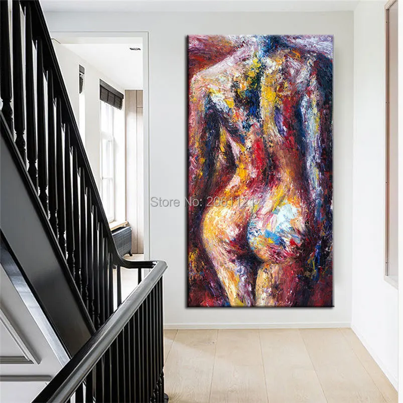 

hand painting modern pop art painting nude oil painting vertical corridor decorative figure picture naked wall art gift