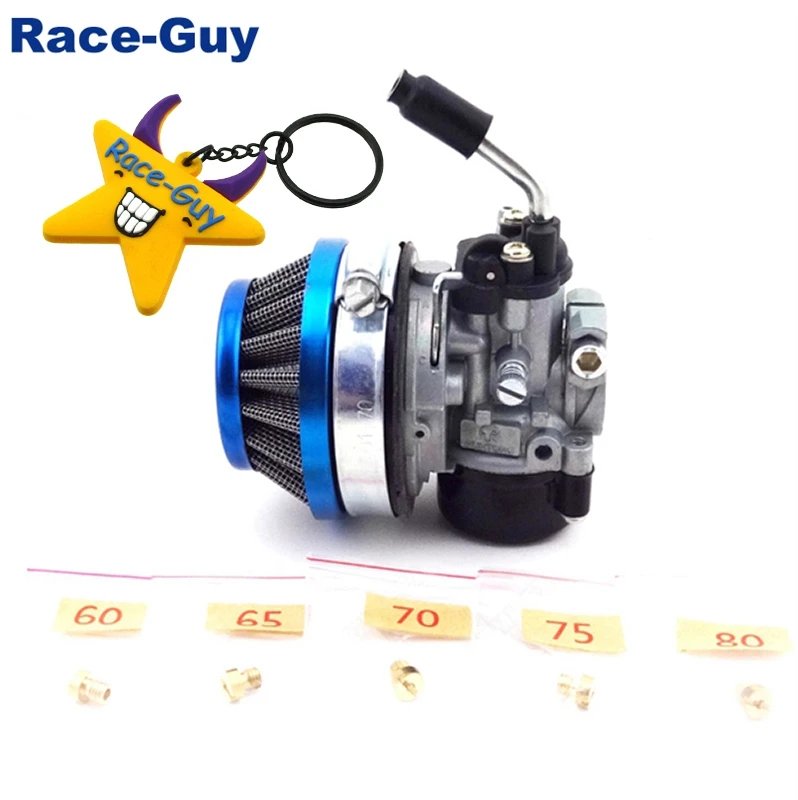 Карбюратор Racing Carb + синий 59 мм воздушный фильтр струи для 49cc 50cc 60cc 66cc 80cc 2 тактный