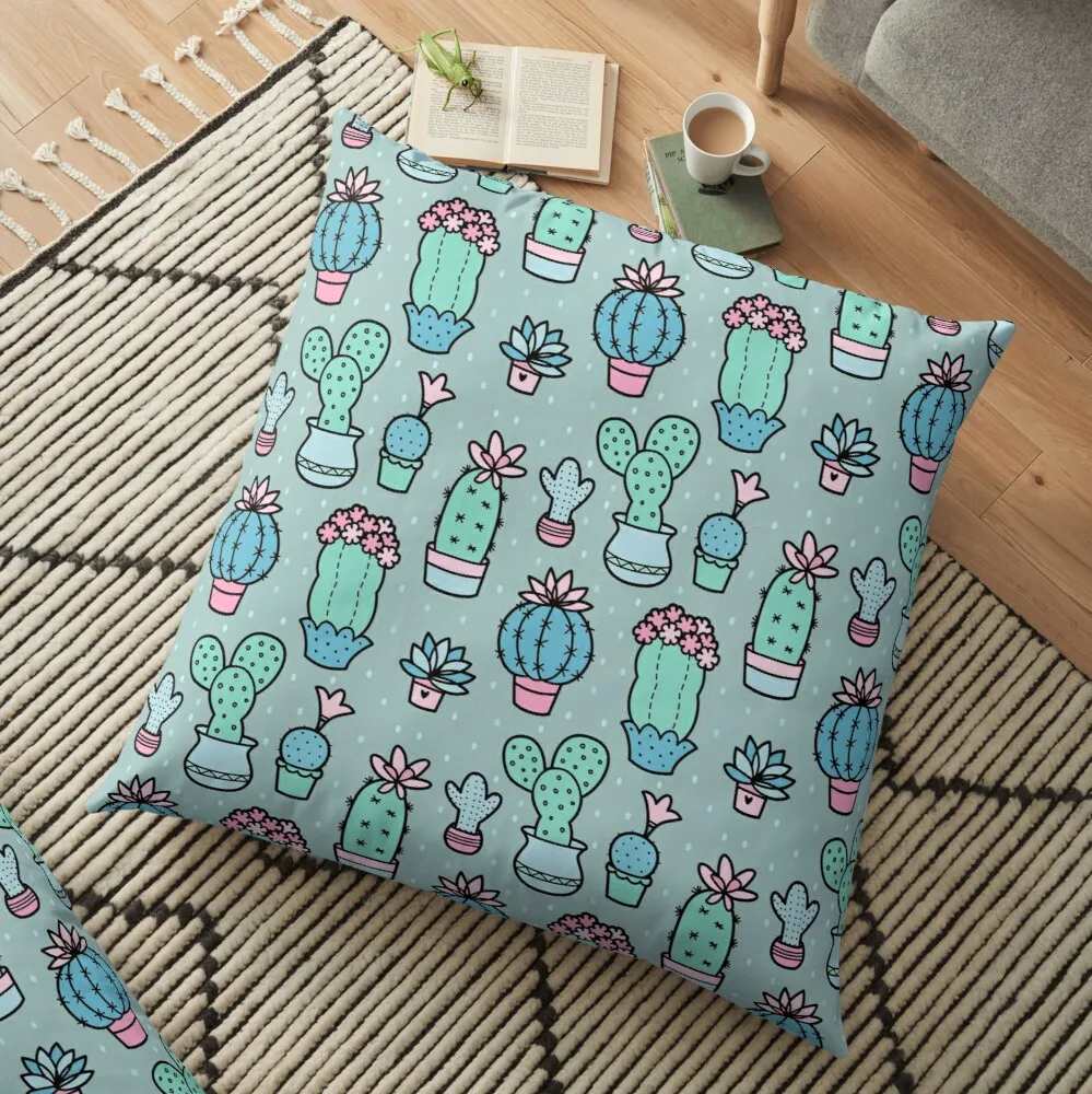 

Симпатичные кактусы с цветочным принтом, декоративная подушка, чехол для дивана, наволочка, весенние украшения для домашнего декора, наволо...