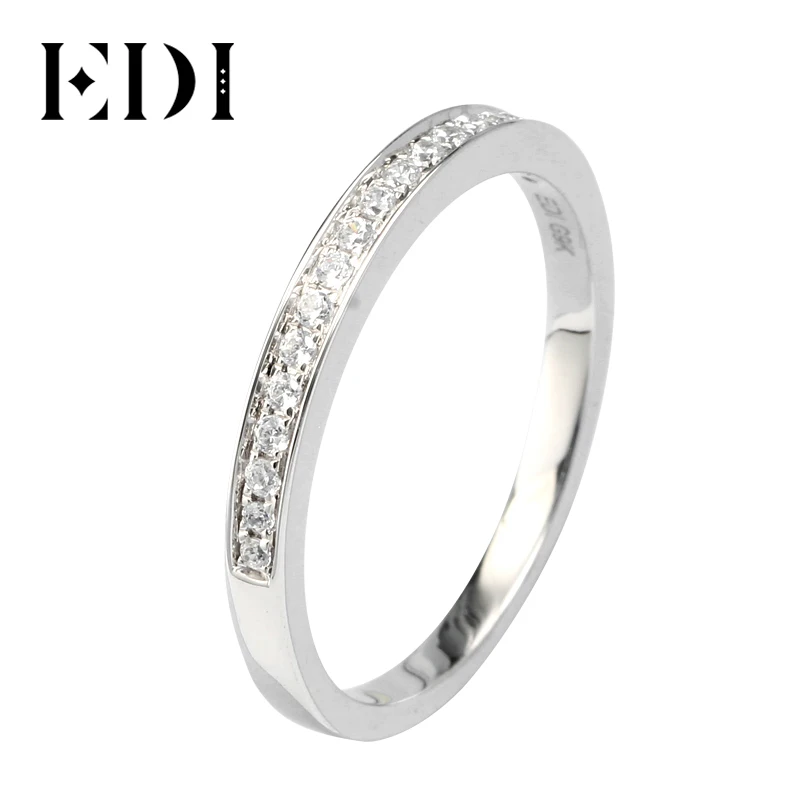 Женский набор колец EDI кольцо из белого золота 9 к обручальное с искусственным