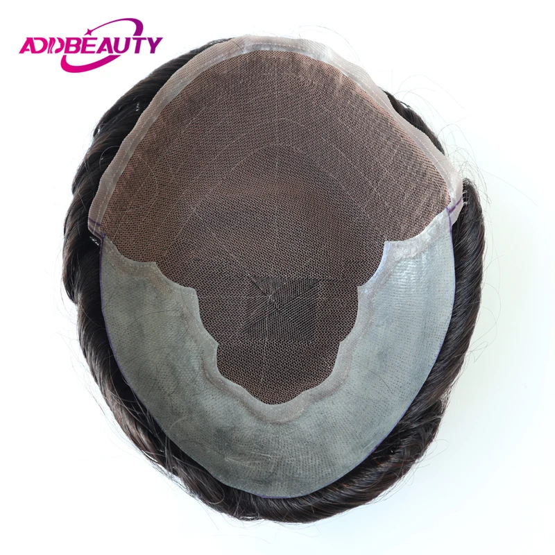

Q6 Men Toupee Lace PU Human Hair Wigs Indian Remy Hair System Wave Straight Capillary Prosthesis Dark Brown Natural Hairpiece