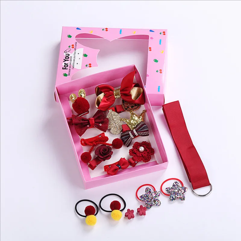 Box packaging 18-куб/коробка Новые Детские аксессуары-заколки для волос для маленьких Boog цветок головные уборы ее зажимы для девочек головные уборы - Цвет: Box packaging
