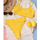 Пикантное бикини 2021, женский желтый купальник в форме спирали, U-образный купальник, бикини с высокой талией, пляжная одежда, купальные костюмы