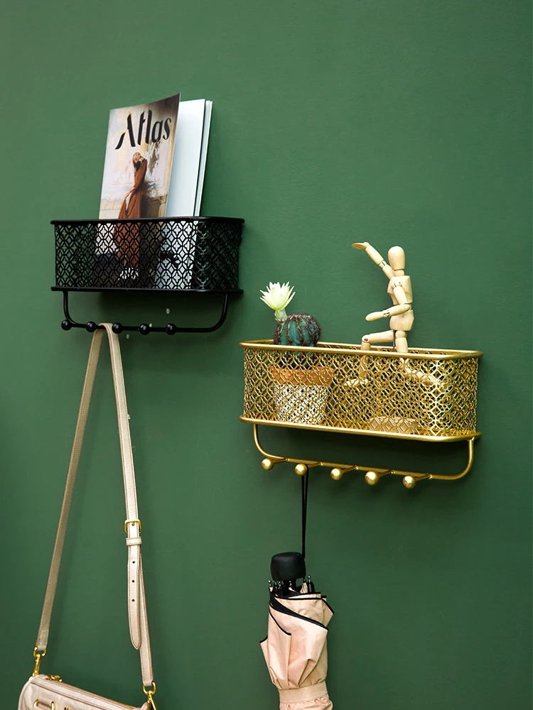 Настенная металлическая полка в скандинавском стиле с крючком | Дом и сад