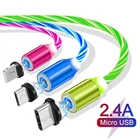 Магнитный USB-кабель INIU со светодиодной подсветкой, зарядное устройство Micro Type C, магнитный шнур для быстрой зарядки iPhone 12, 11, XR, XS, 7, 8, Huawei, Xiaomi, Samsung