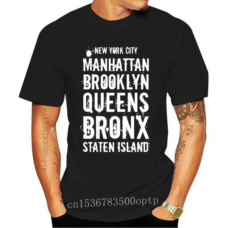 

Design College Trendy Men Letter T-shirt Vintage Art Design Adult Cool Tee Shirt The Five Boroughs 2021 York City Casual Tops