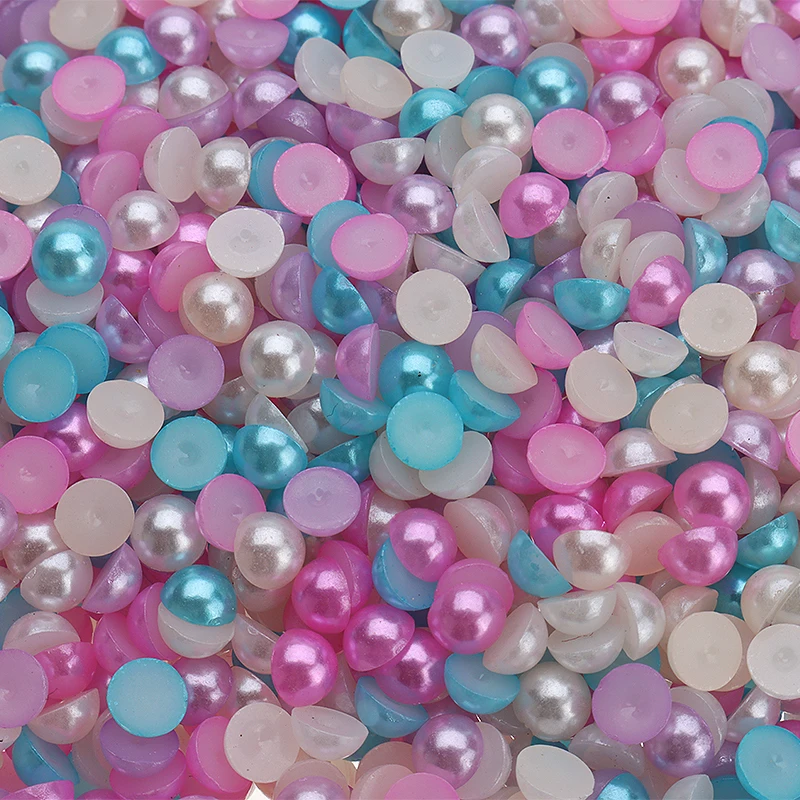 3000 шт. разноцветные полукруглые бусины 4 мм имитация жемчуга плоская задняя часть