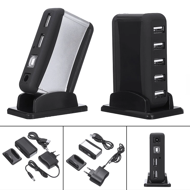 Мульти функциональный 7 портовый вертикальный USB 2 0 Hub адаптер 480 Мбит/с высокой